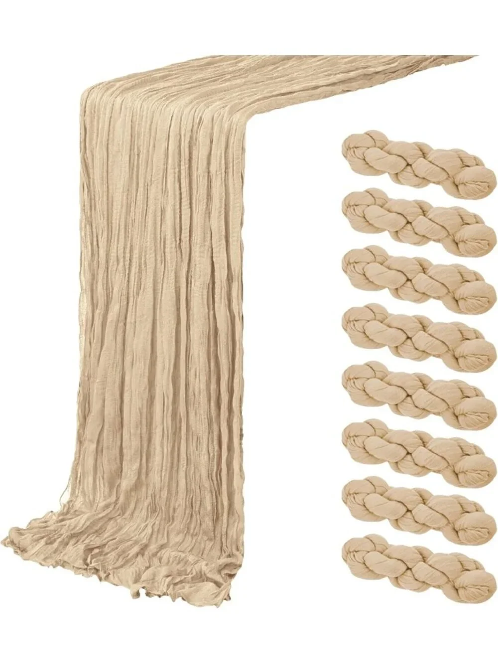8 Pack Beige Gauze Table Runners 20x120